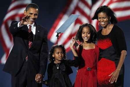 Барак Обама с женой Мишель и дочерьми Наташей и Малией Энн